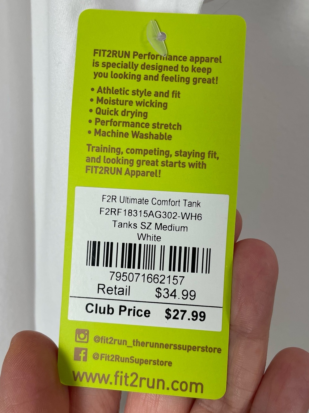FIT2RUN Ultimate Comfort Tank Size M – White - Picture 3 of 9